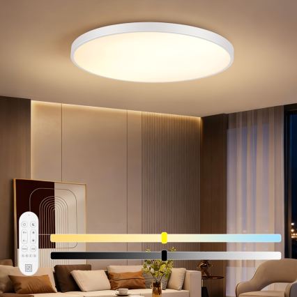 Immax NEO 07316L - LED-dimmbare Deckenleuchte SEMPLICI LED, 128 W, 230 V, Ø 100 cm, Wi-Fi Tuya, weiß + Fernbedienung