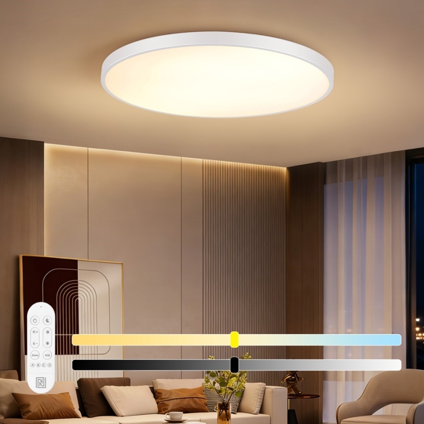 Immax NEO 07316L - LED-dimmbare Deckenleuchte SEMPLICI LED, 128 W, 230 V, Ø 100 cm, Wi-Fi Tuya, weiß + Fernbedienung
