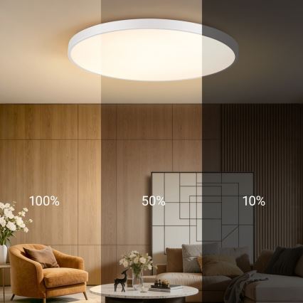 Immax NEO 07316L - LED-dimmbare Deckenleuchte SEMPLICI LED, 128 W, 230 V, Ø 100 cm, Wi-Fi Tuya, weiß + Fernbedienung
