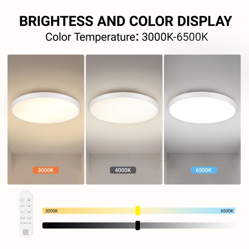 Immax NEO 07316L - LED-dimmbare Deckenleuchte SEMPLICI LED, 128 W, 230 V, Ø 100 cm, Wi-Fi Tuya, weiß + Fernbedienung