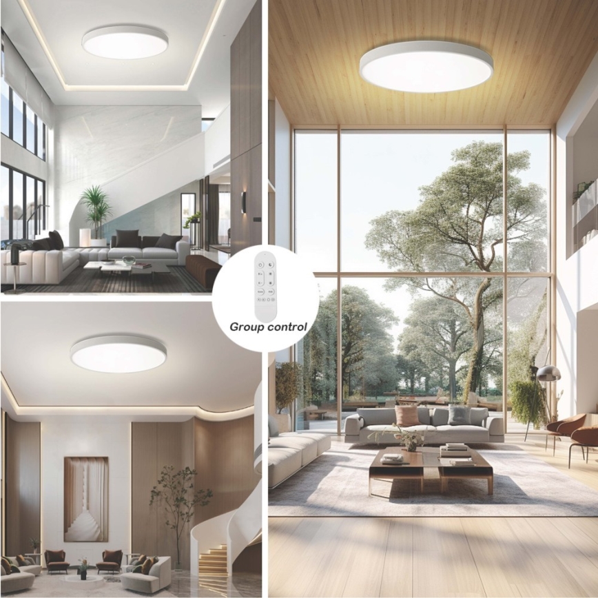 Immax NEO 07316L - LED-dimmbare Deckenleuchte SEMPLICI LED, 128 W, 230 V, Ø 100 cm, Wi-Fi Tuya, weiß + Fernbedienung