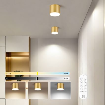 Immax NEO 07317L - dimmbare LED-Deckenleuchte RONDATE, 18 W, 230 V, Ø 11,5 cm, Tuya Wi‑Fi, goldfarben