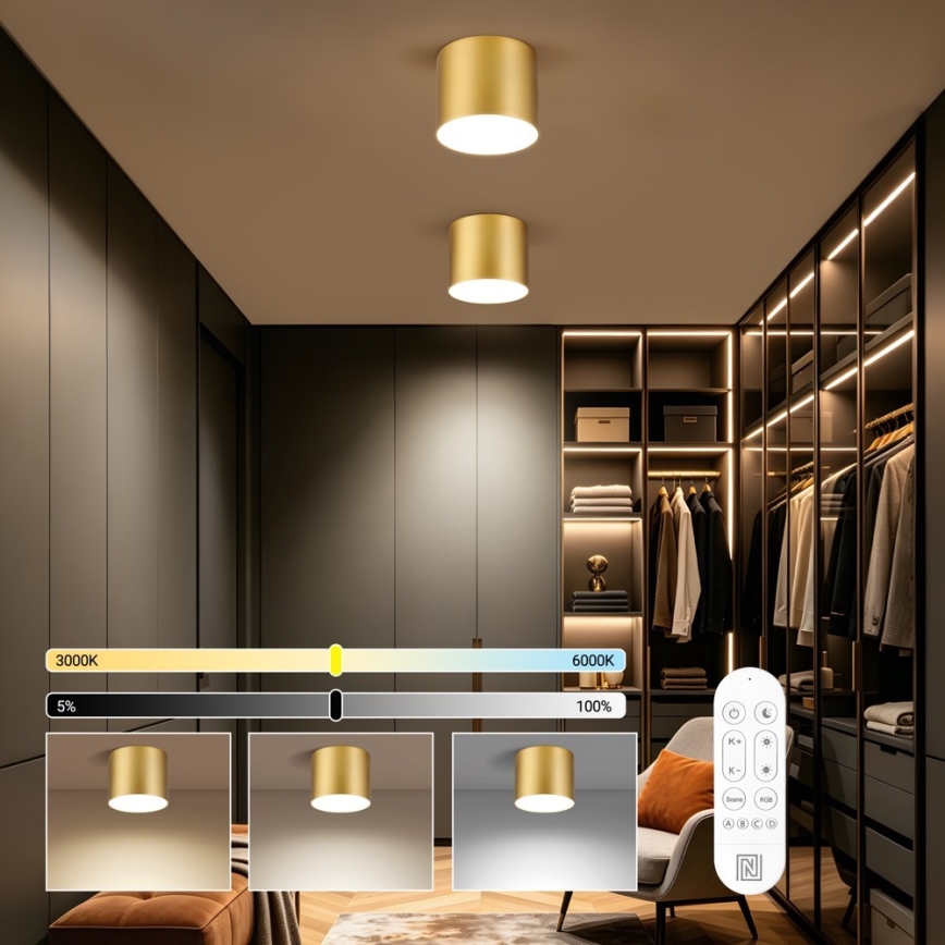 Immax NEO 07318L - LED dimmbare Deckenleuchte RONDATE LED/32W/230V Ø 16,5 cm Wi‑Fi Tuya goldfarben