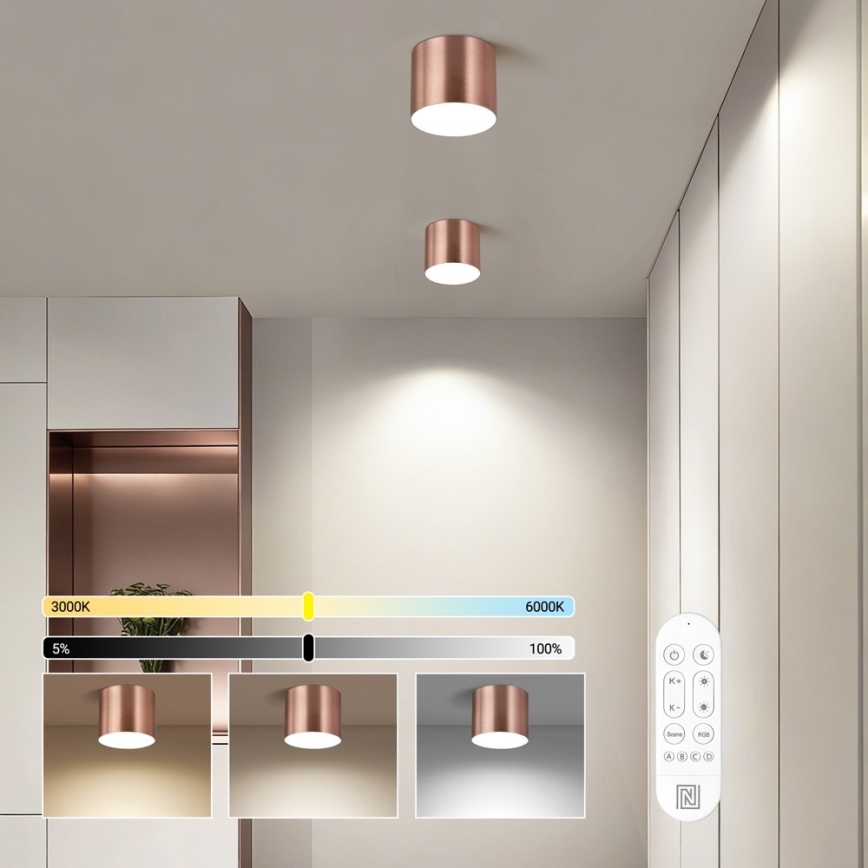 Immax NEO 07319L - dimmbare LED-Deckenleuchte RONDATE LED/18W/230V Ø 11,5 cm Wi-Fi Tuya Roségold