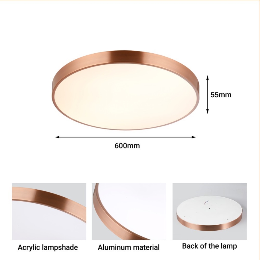 Immax NEO 07322L - LED-dimmbare Deckenleuchte NEO LITE SEMPLICI LED/60W/230V, Ø 60 cm, kupferfarben + Fernbedienung