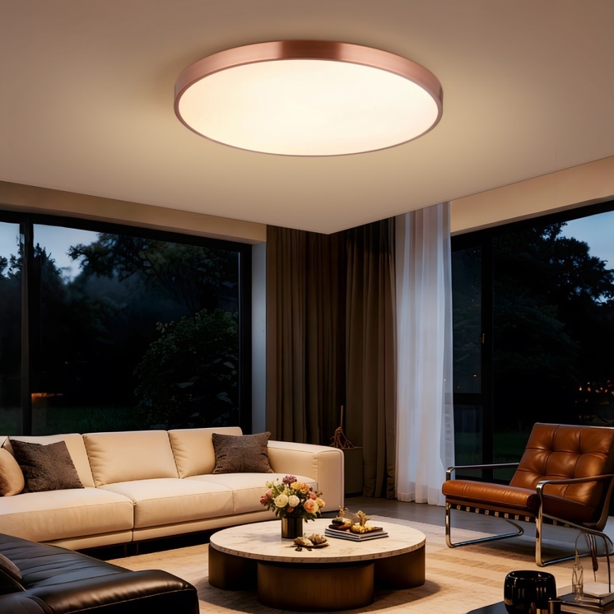 Immax NEO 07323L - dimmbare LED-Deckenleuchte SEMPLICI LED/96W/230V Ø 80 cm Wi-Fi Tuya Roségold + Fernbedienung