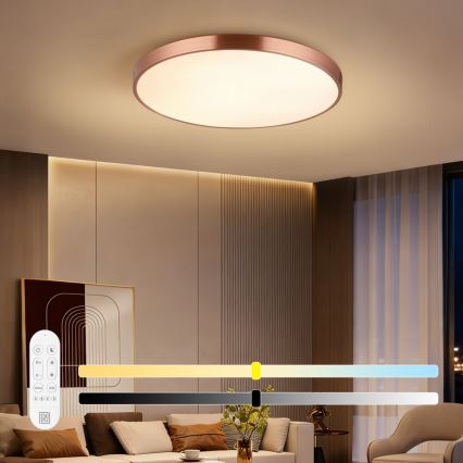 Immax NEO 07323L - dimmbare LED-Deckenleuchte SEMPLICI LED/96W/230V Ø 80 cm Wi-Fi Tuya Roségold + Fernbedienung