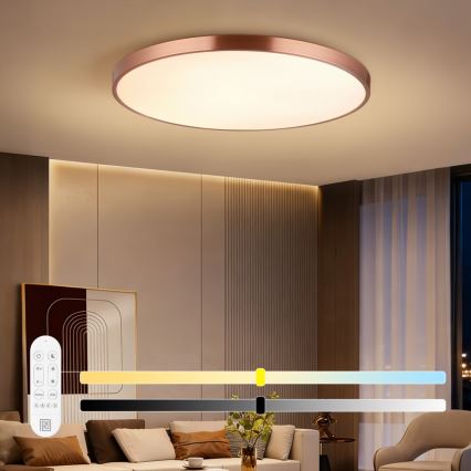 Immax NEO 07324L - dimmbare LED-Deckenleuchte SEMPLICI LED/128W/230V Ø 100 cm, Wi‑Fi (Tuya), Gold, inkl. Fernbedienung