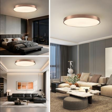 Immax NEO 07324L - dimmbare LED-Deckenleuchte SEMPLICI LED/128W/230V Ø 100 cm, Wi‑Fi (Tuya), Gold, inkl. Fernbedienung