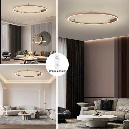 Immax NEO 07325-120C - Dimmbare LED-Deckenleuchte FINO LED/72W/230V 120 cm Tuya Roségold + Fernbedienung