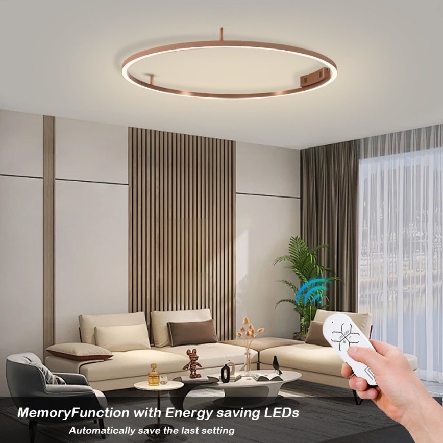 Immax NEO 07326-80C - dimmbare LED-Deckenleuchte FINO LED/55W/230V 80 cm Tuya Roségold + Fernbedienung