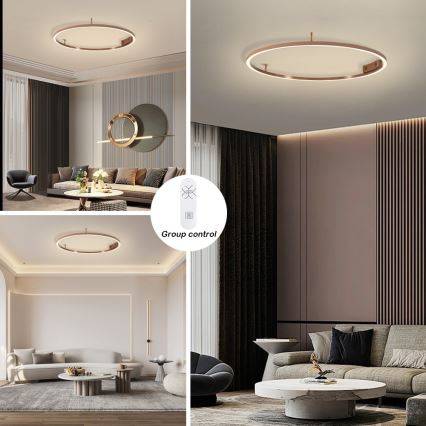 Immax NEO 07326-80C - dimmbare LED-Deckenleuchte FINO LED/55W/230V 80 cm Tuya Roségold + Fernbedienung