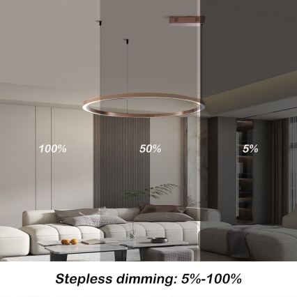 Immax NEO 07327L - dimmbare LED-Pendelleuchte FINO an Kabel LED/55W/230V 80 cm roségold Tuya + Fernbedienung