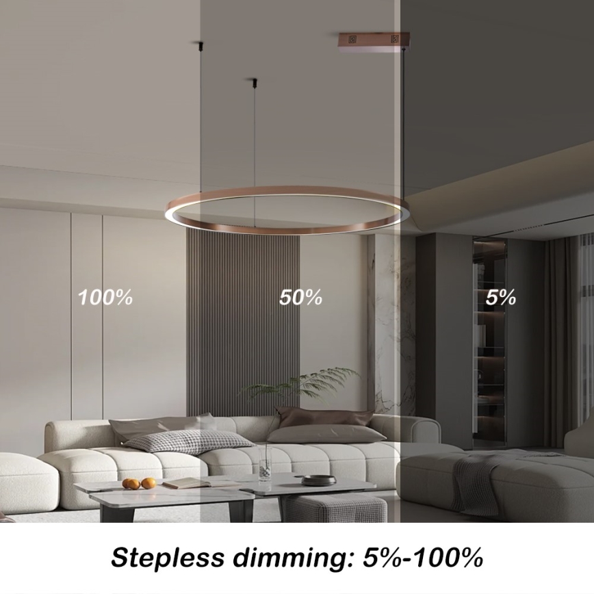 Immax NEO 07327L - dimmbare LED-Pendelleuchte FINO an Kabel LED/55W/230V 80 cm roségold Tuya + Fernbedienung