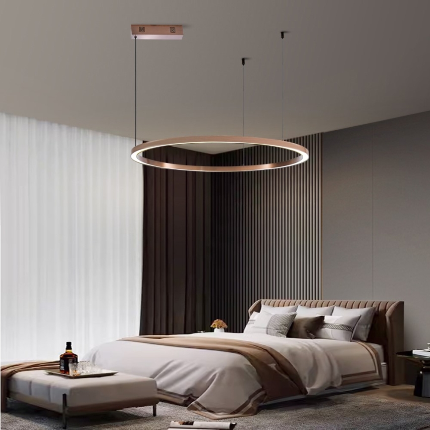 Immax NEO 07327L - dimmbare LED-Pendelleuchte FINO an Kabel LED/55W/230V 80 cm roségold Tuya + Fernbedienung