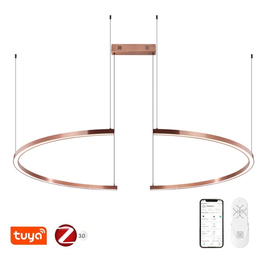 Immax NEO 07328L - LED-dimmbarer Pendelleuchter an Drahtseil FINO LED/72W/230V 120 cm Tuya Roségold + Fernbedienung