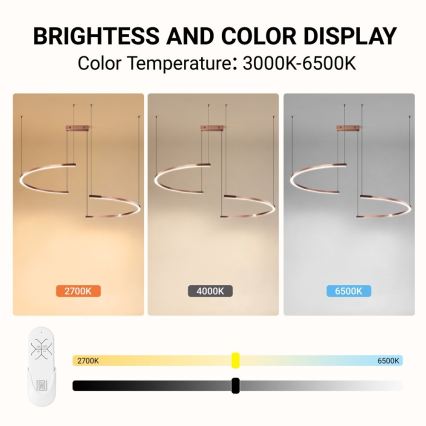 Immax NEO 07328L - LED-dimmbarer Pendelleuchter an Drahtseil FINO LED/72W/230V 120 cm Tuya Roségold + Fernbedienung