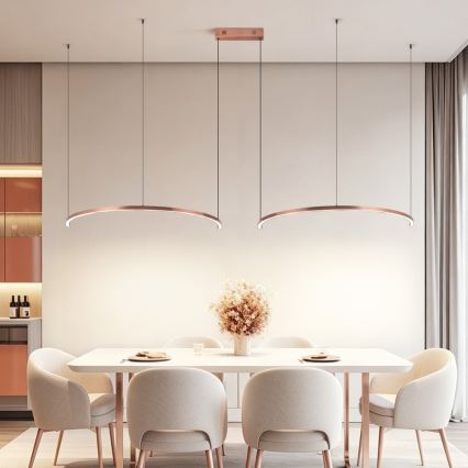 Immax NEO 07328L - LED-dimmbarer Pendelleuchter an Drahtseil FINO LED/72W/230V 120 cm Tuya Roségold + Fernbedienung