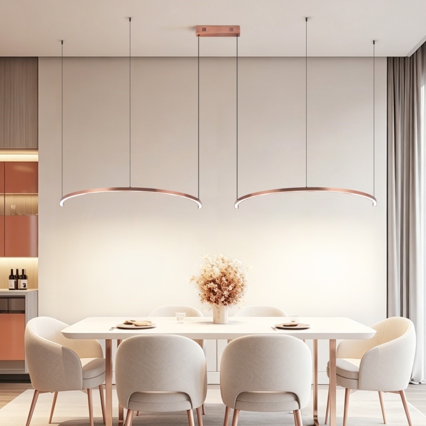 Immax NEO 07328L - LED-dimmbarer Pendelleuchter an Drahtseil FINO LED/72W/230V 120 cm Tuya Roségold + Fernbedienung