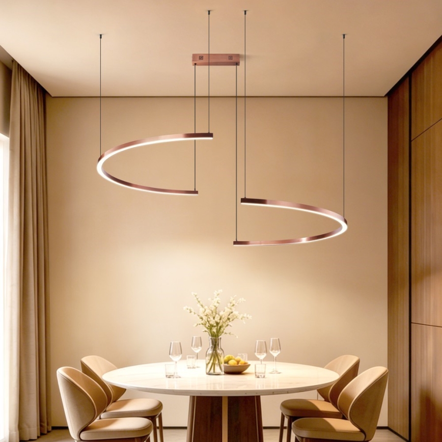 Immax NEO 07328L - LED-dimmbarer Pendelleuchter an Drahtseil FINO LED/72W/230V 120 cm Tuya Roségold + Fernbedienung