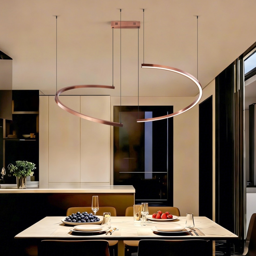 Immax NEO 07328L - LED-dimmbarer Pendelleuchter an Drahtseil FINO LED/72W/230V 120 cm Tuya Roségold + Fernbedienung