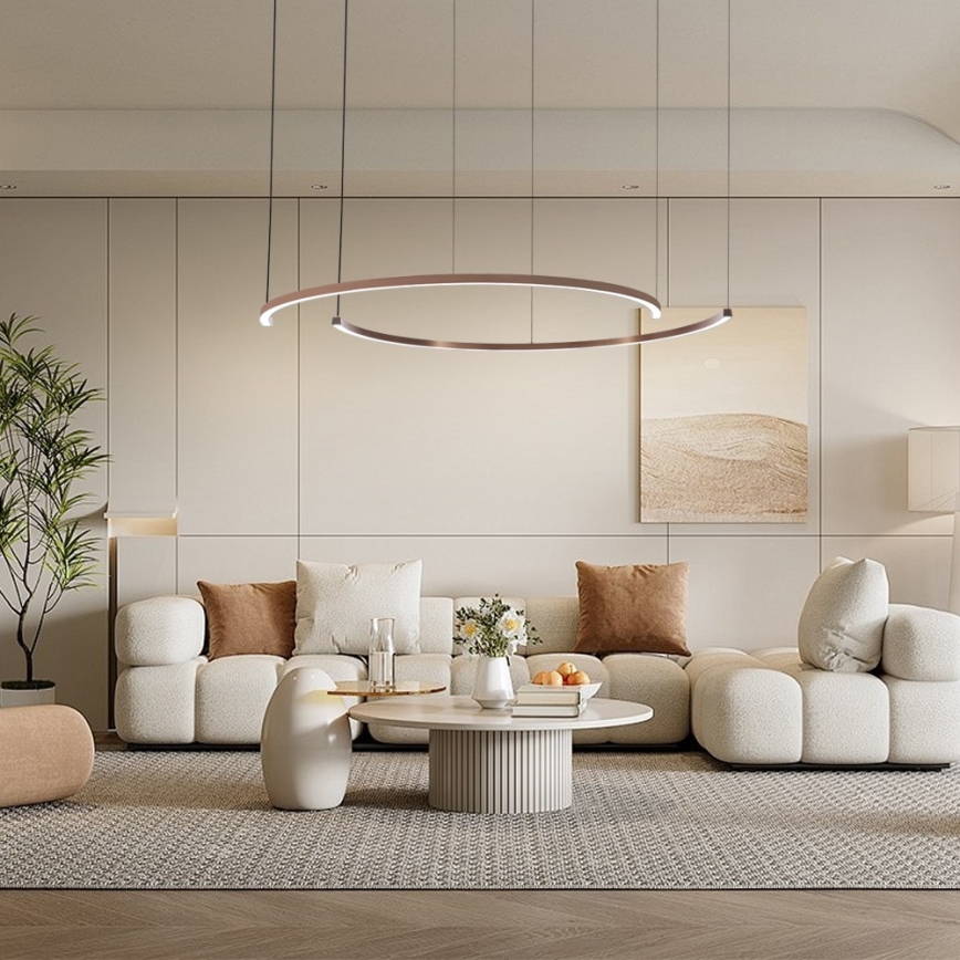 Immax NEO 07328L - LED-dimmbarer Pendelleuchter an Drahtseil FINO LED/72W/230V 120 cm Tuya Roségold + Fernbedienung