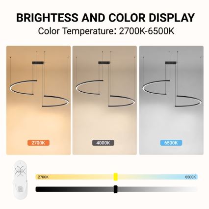 Immax NEO 07329L - LED-dimmbare Hängeleuchte an Stahlseil FINO LED/72W/230V 120 cm schwarz Tuya + Fernbedienung