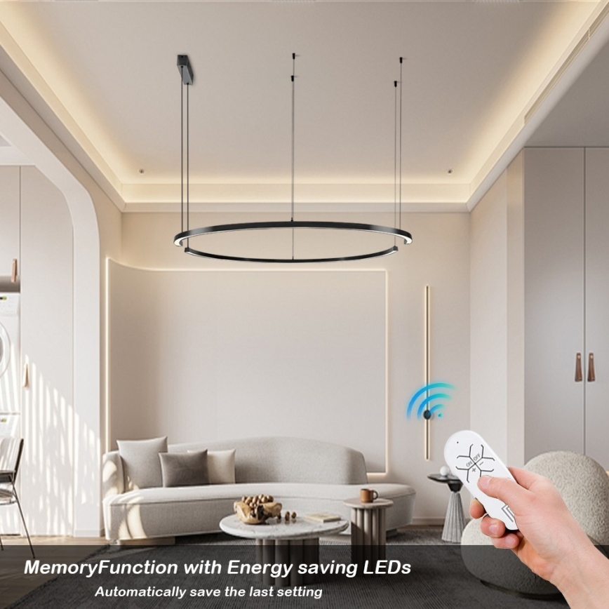 Immax NEO 07329L - LED-dimmbare Hängeleuchte an Stahlseil FINO LED/72W/230V 120 cm schwarz Tuya + Fernbedienung