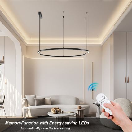 Immax NEO 07329L - LED-dimmbare Pendelleuchte an Kabel FINO LED/72W/230V 120 cm Tuya schwarz + Fernbedienung
