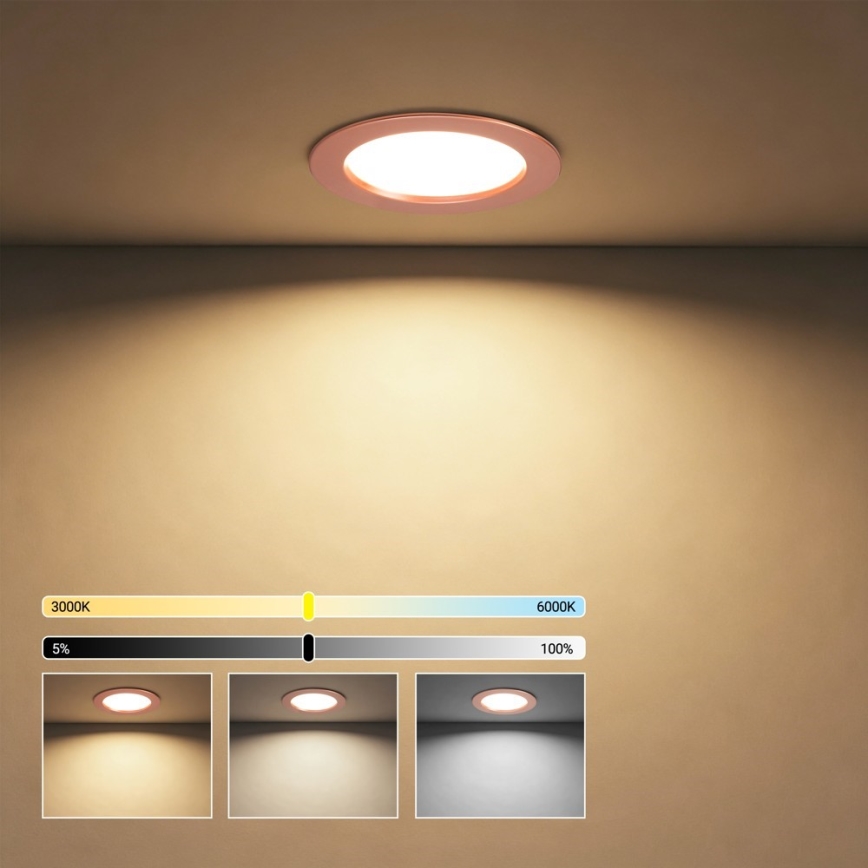 Immax NEO 07330L - dimmbares LED-Einbau-Downlight LED/12W/230V Wi-Fi Tuya Ø 12 cm Roségold