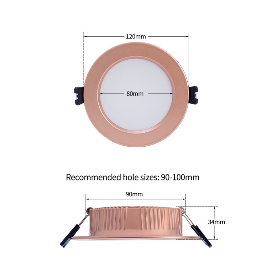 Immax NEO 07330L - dimmbares LED-Einbau-Downlight LED/12W/230V Wi-Fi Tuya Ø 12 cm Roségold