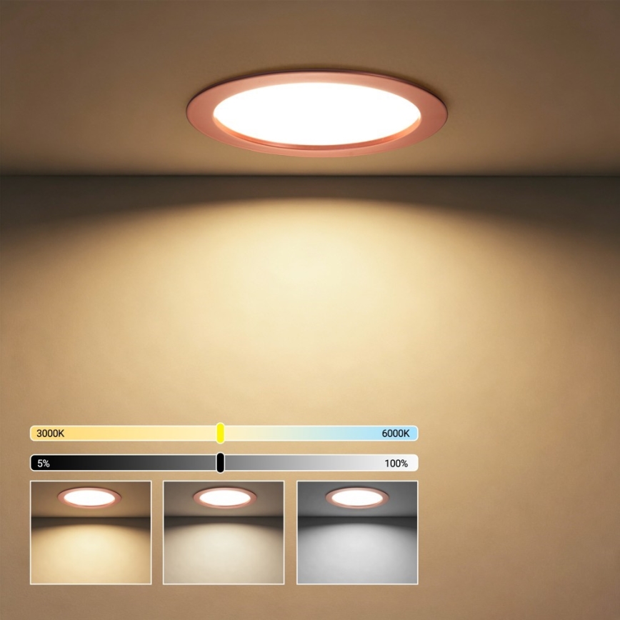 Immax NEO 07331L - LED dimmbares Einbau-Downlight LED/36W/230V Wi-Fi Tuya Ø 23 cm Roségold