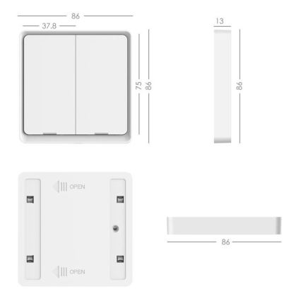 Immax NEO 07507L - Schalter 2-Tasten SMART 1xCR2430 Zigbee 3.0 Tuya