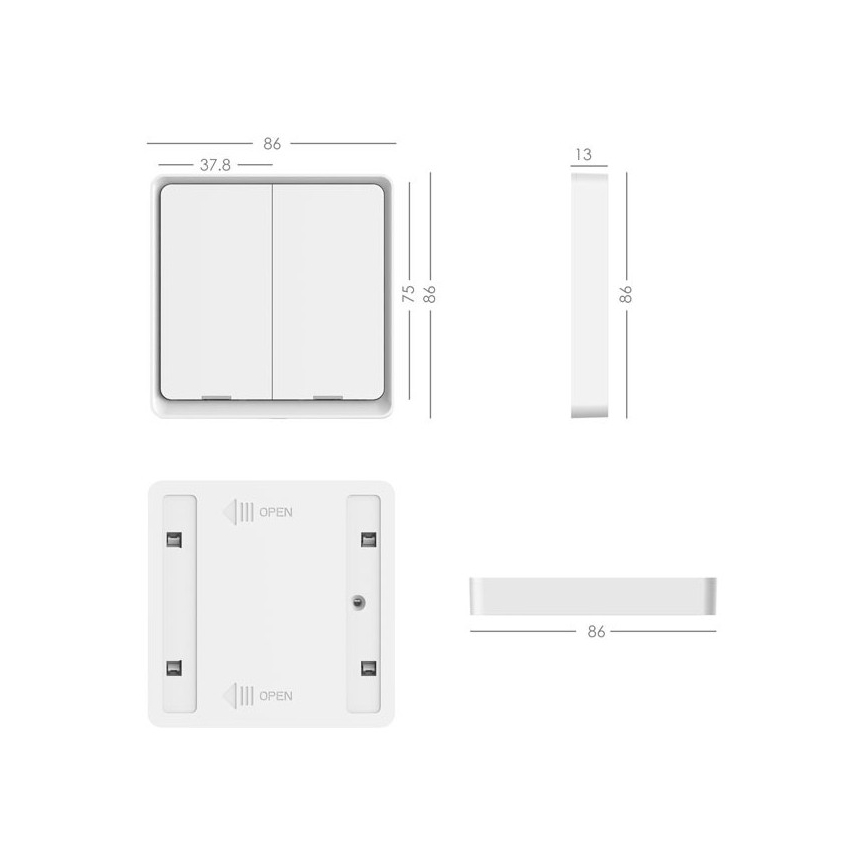 Immax NEO 07507L - Schalter 2-Tasten SMART 1xCR2430 Zigbee 3.0 Tuya