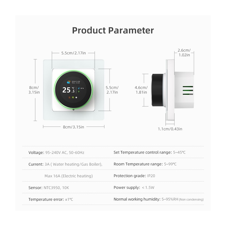 Immax NEO 07535L - Thermostat für elektrische Fußbodenheizung SMART 230V/16A Wi-Fi Tuya