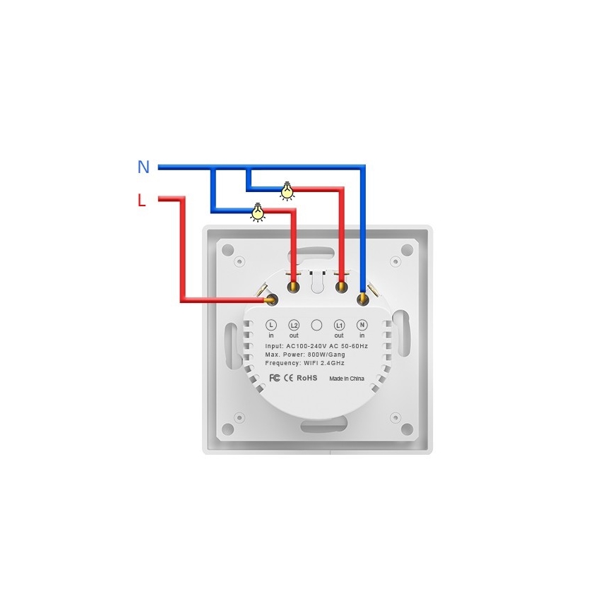 Immax NEO 07539L - 2-Tasten-Smart-Schalter 230 V Wi‑Fi (Tuya)