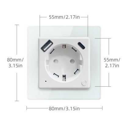 Immax NEO 07552L - Smart-Steckdose Typ F 16A/230V + 1x USB-A + 1x USB-C (PD 20W)