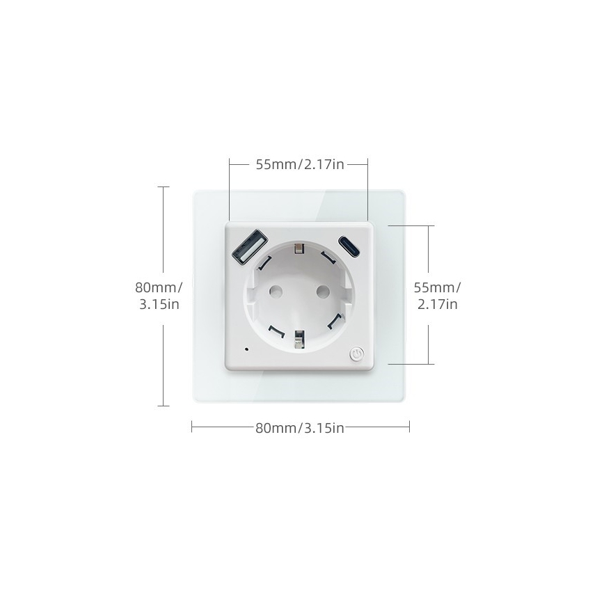 Immax NEO 07552L - Smart-Steckdose Typ F 16A/230V + 1x USB-A + 1x USB-C (PD 20W)
