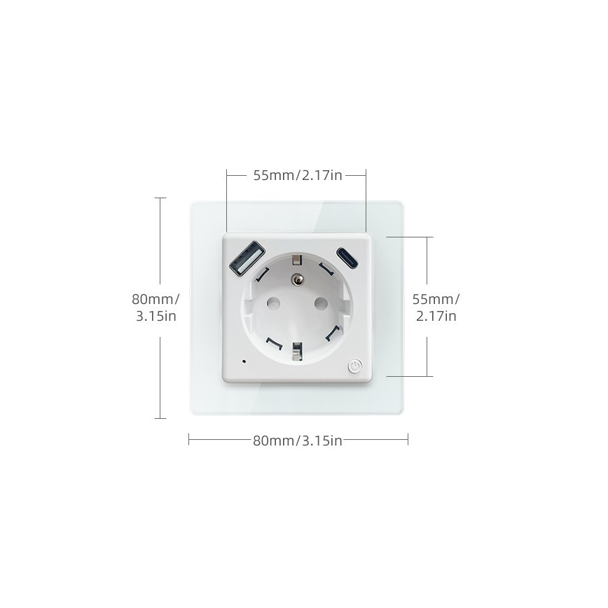 Immax NEO 07553L - Intelligente Steckdose E 16A/230V + 1x USB-A + 1x USB-C PD 20W