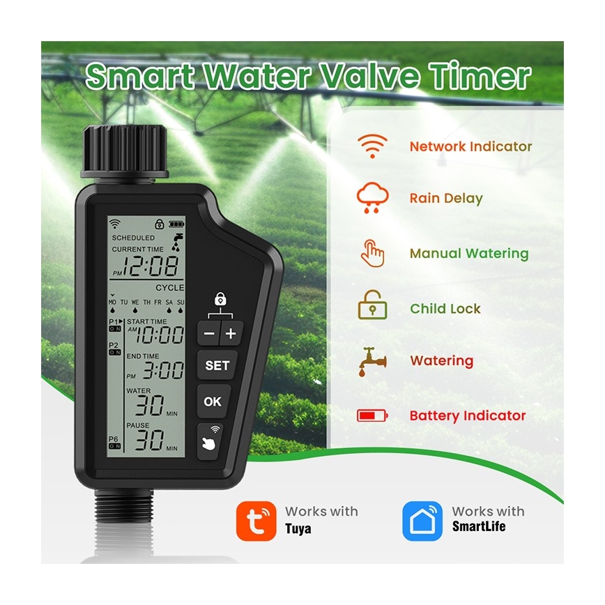 Immax NEO 07556L - Bewässerungsventil 4xAA IP65 Wi-Fi Tuya