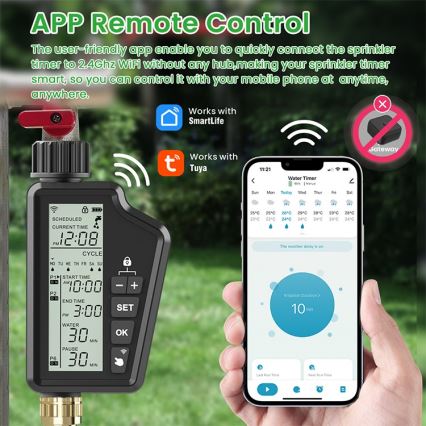 Immax NEO 07556L - Bewässerungsventil 4xAA IP65 Wi-Fi Tuya