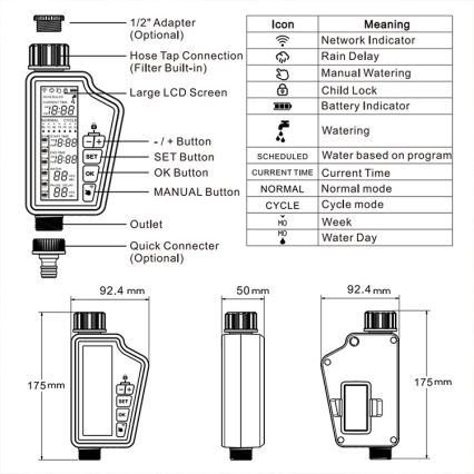 Immax NEO 07556L - Bewässerungsventil 4xAA IP65 Wi-Fi Tuya