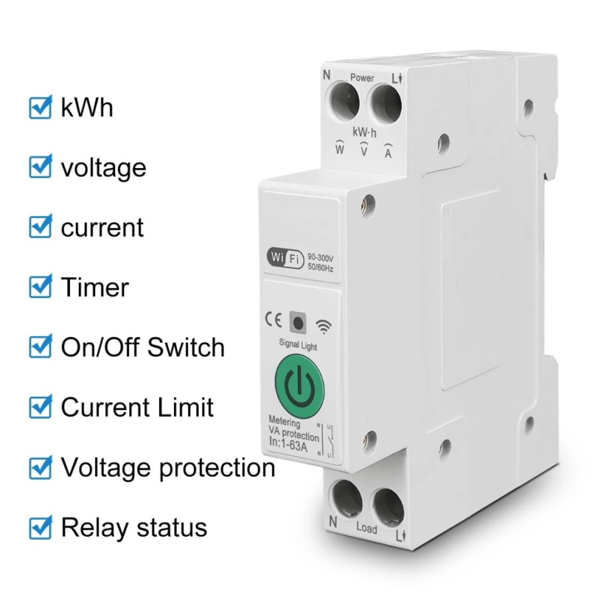 Immax NEO 07573L - Smart-Leistungsschalter einphasig 1-63A Tuya