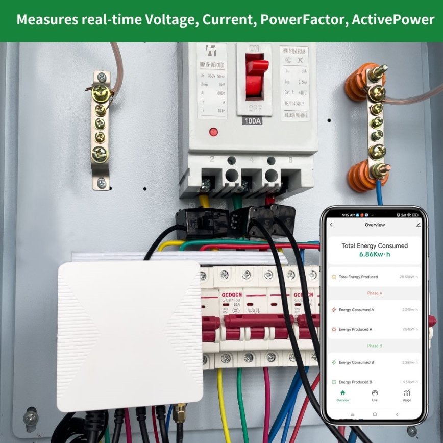 Immax NEO 07581L - Dreiphasiger Smart-Stromverbrauchszähler Wi-Fi