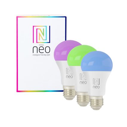 Immax NEO 07712CDO - SET 3x RGB+CCT Dimmbare LED-Glühbirne E27/9W/230V Wi-Fi Tuya + Fernbedienung