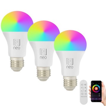 Immax NEO 07733CDO - SET 3x LED RGB+CCT Dimmbar Glühbirne E27/11W/230V Wi-Fi Tuya + Fernbedienung