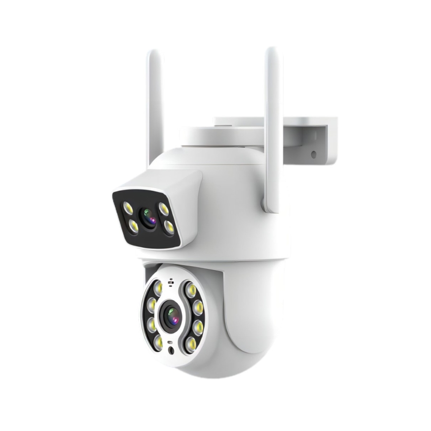 Immax NEO 07783L - Intelligente Außenkamera mit DOUBLE-Sensor 355° Schwenk-/Neigefunktion 2x2MP IP65 Wi-Fi Tuya