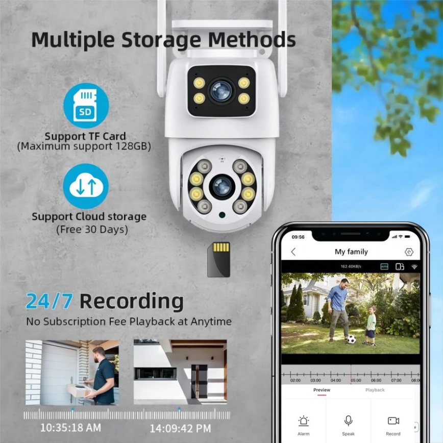 Immax NEO 07783L - Intelligente Außenkamera mit DOUBLE-Sensor 355° Schwenk-/Neigefunktion 2x2MP IP65 Wi-Fi Tuya