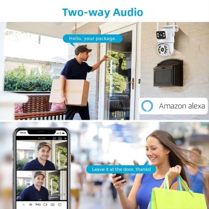 Immax NEO 07783L - Intelligente Außenkamera mit DOUBLE-Sensor 355° Schwenk-/Neigefunktion 2x2MP IP65 Wi-Fi Tuya