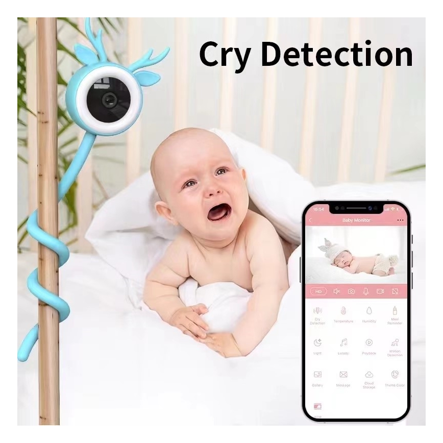 Immax NEO 07797L - Aufladbares Smart-Babyfon mit Kamera 5V Wi-Fi blau